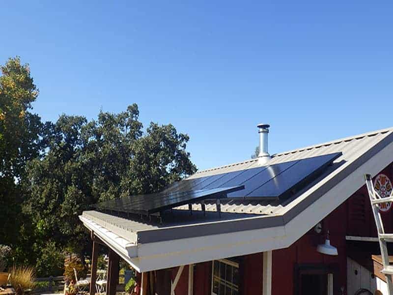 Solar panels installed on an angled rooftop