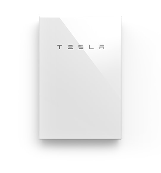 Tesla Powerwall in white for home energy storage, provided by Castaways Energy for efficient energy solutions.