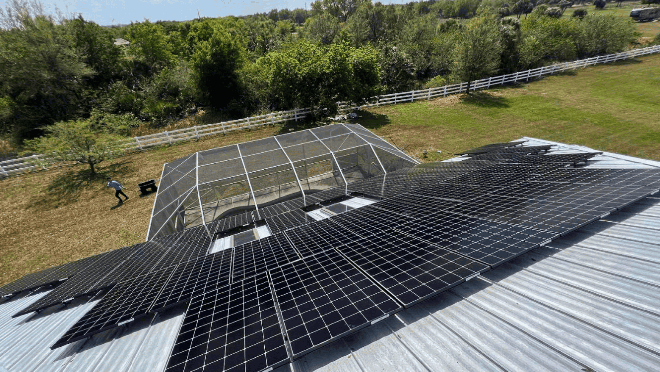 Aerial view of Anthony Verciglio's complete solar panel array in Brevard County