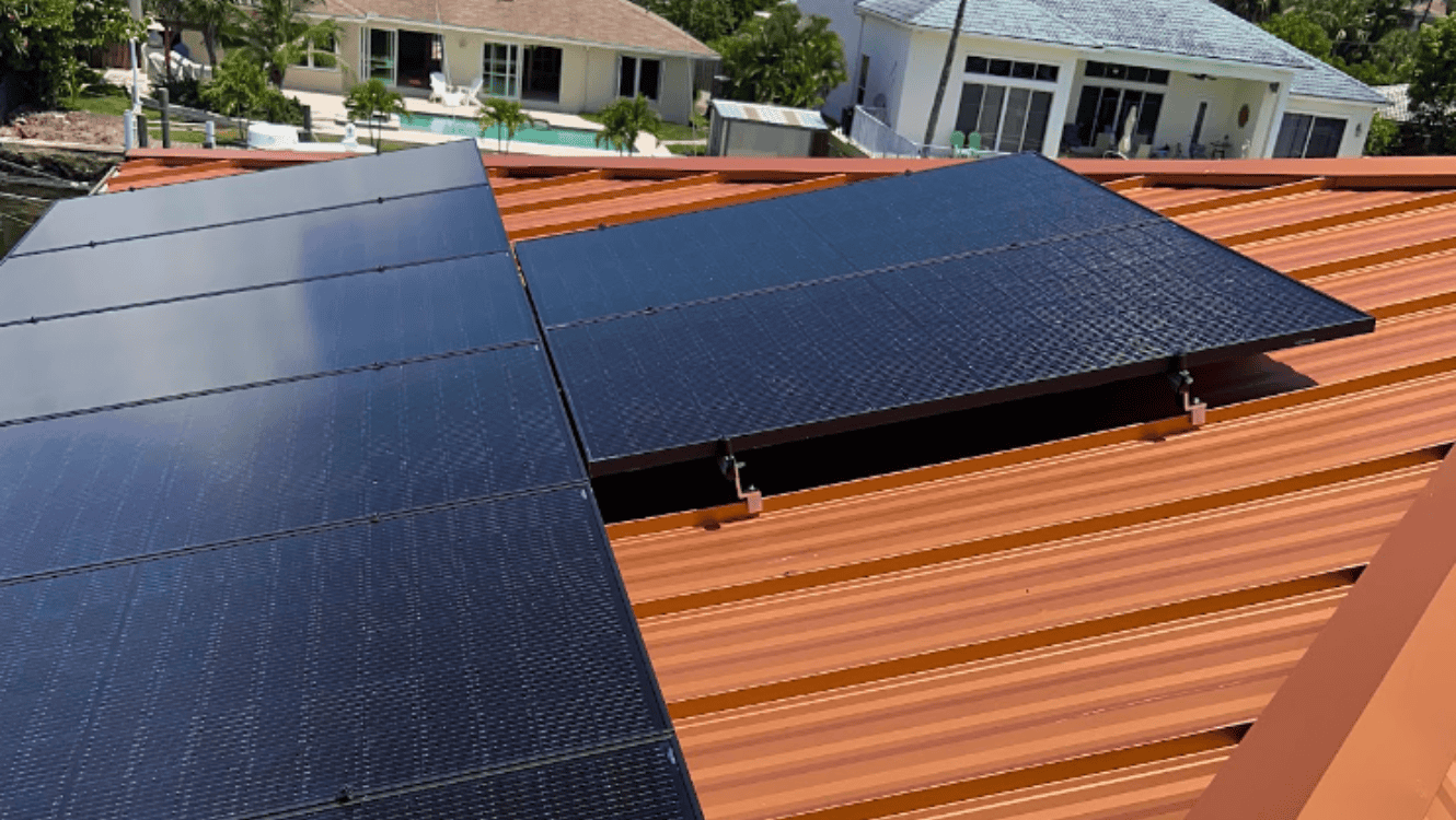 Detailed view of solar panel connections at the Hoffberger home by Castaways Energy