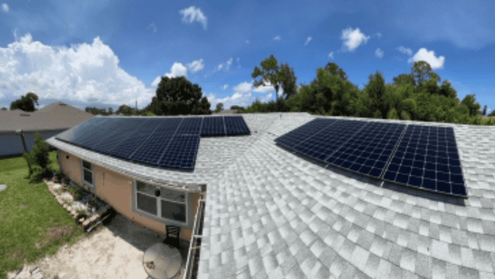 Michell Bissoon's Port St. Lucie home featuring 25 Sunpower solar panels on a composite roof"