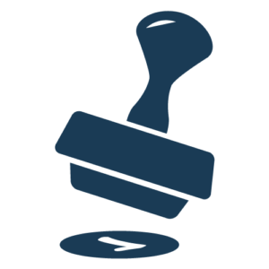 Step 3: Construction - Blue stamp icon representing the third step in Castaways Energy's solar installation process.