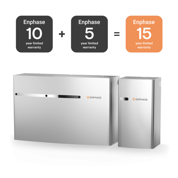 Enphase 10 and 5-year limited warranties totaling 15 years with sleek energy storage systems, provided by Castaways Energy.