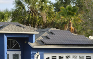 Castaways Energy solar panels installed on a Florida home surrounded by palm trees, illustrating solar efficiency in Florida and year-round solar performance optimization