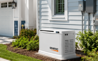 Generac home standby generator installed beside a Florida house